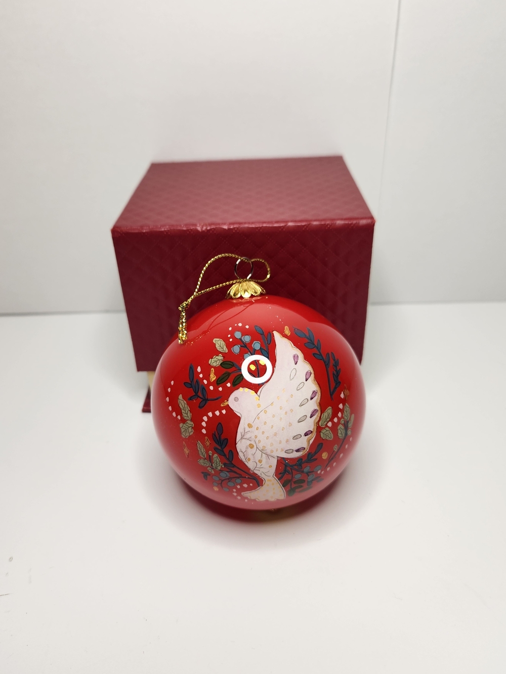 2022 PIER 1 IMPORTS LI BIEN glass reversible dove Christmas ornament